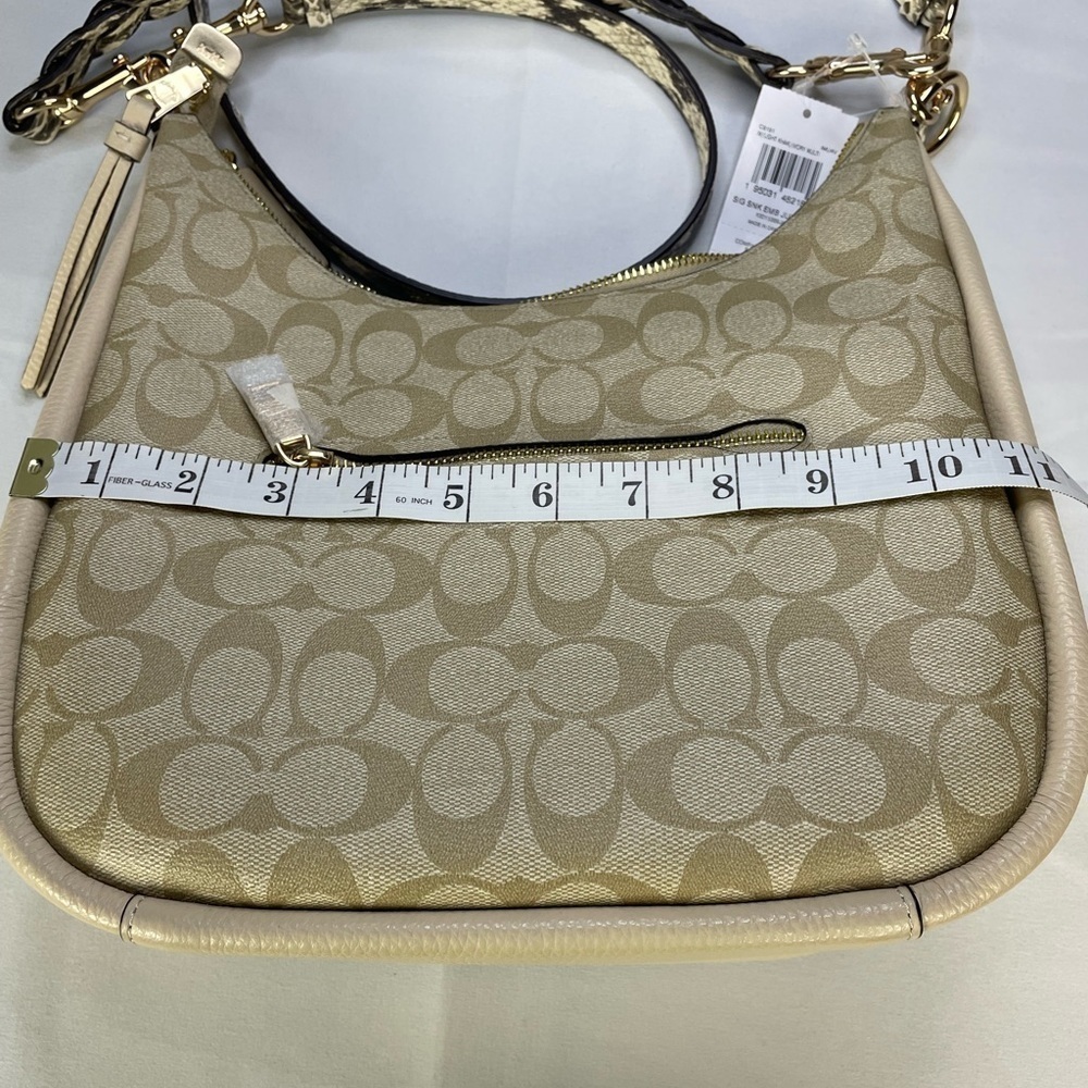 COACH Jules Hobo Bag in Signature Canvas Snake Embossed Leather Bag - Picture 14 of 16